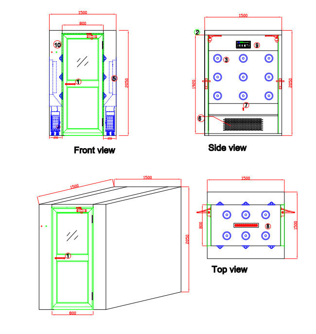 不锈钢门冷板喷涂风淋室，0-99s 可调双人三吹风淋室，IC线路板控制风淋室 0